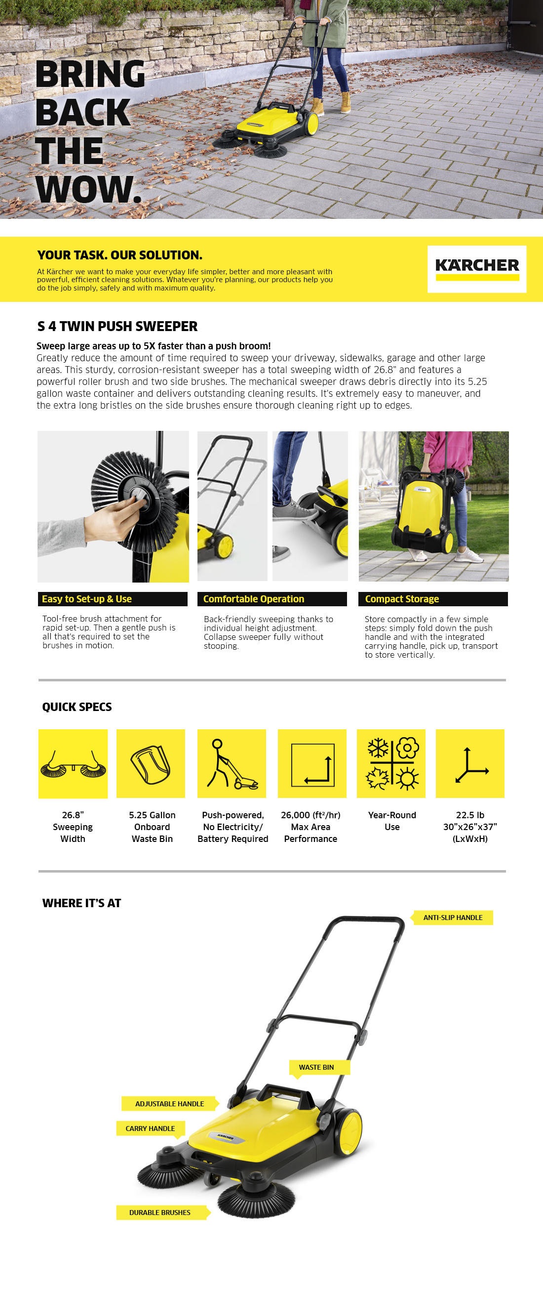 Karcher S 4 Twin Push Sweeper1.766361.0 The Home Depot